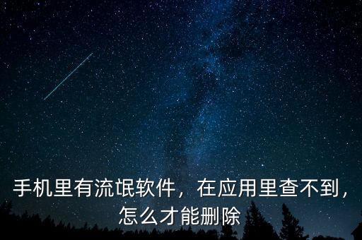 手機里有流氓軟件，在應(yīng)用里查不到，怎么才能刪除