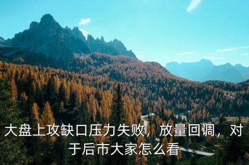 大盤上攻缺口壓力失敗，放量回調(diào)，對于后市大家怎么看