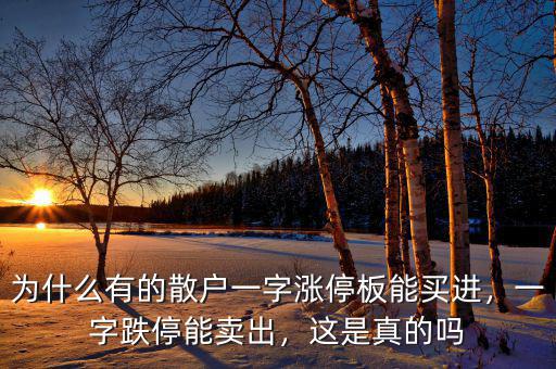為什么有的散戶一字漲停板能買進(jìn)，一字跌停能賣出，這是真的嗎