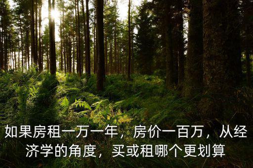 如果房租一萬一年，房價(jià)一百萬，從經(jīng)濟(jì)學(xué)的角度，買或租哪個(gè)更劃算