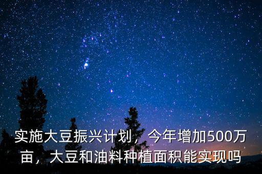 實施大豆振興計劃，今年增加500萬畝，大豆和油料種植面積能實現(xiàn)嗎