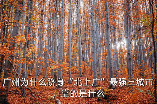 廣州為什么躋身“北上廣”最強三城市，靠的是什么
