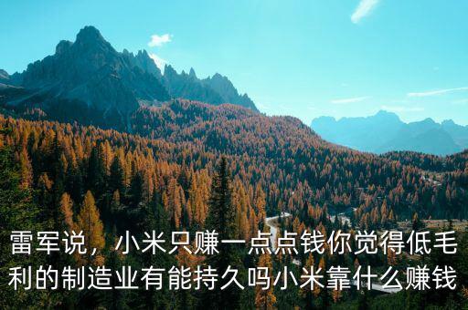 雷軍說，小米只賺一點點錢你覺得低毛利的制造業(yè)有能持久嗎小米靠什么賺錢