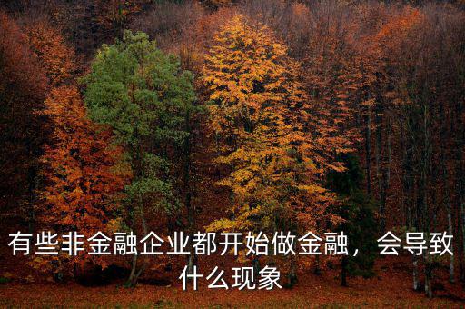 有些非金融企業(yè)都開始做金融，會導(dǎo)致什么現(xiàn)象