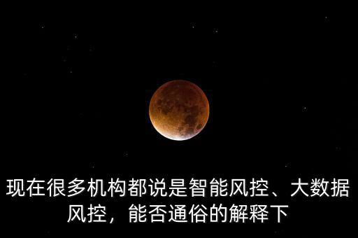 現(xiàn)在很多機構都說是智能風控、大數(shù)據(jù)風控，能否通俗的解釋下