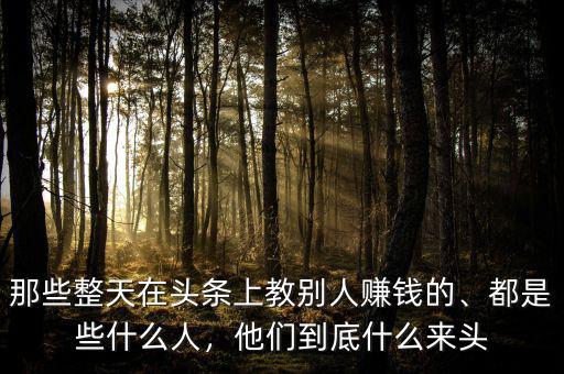 那些整天在頭條上教別人賺錢的、都是些什么人，他們到底什么來頭