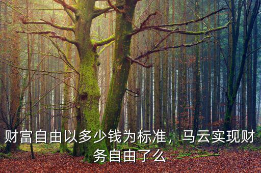 財富自由以多少錢為標(biāo)準(zhǔn)，馬云實現(xiàn)財務(wù)自由了么