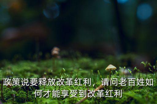 政策說要釋放改革紅利，請問老百姓如何才能享受到改革紅利