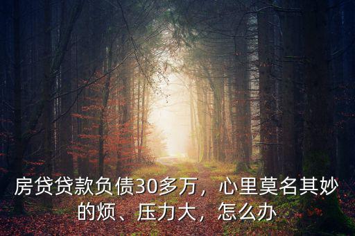 房貸貸款負(fù)債30多萬，心里莫名其妙的煩、壓力大，怎么辦