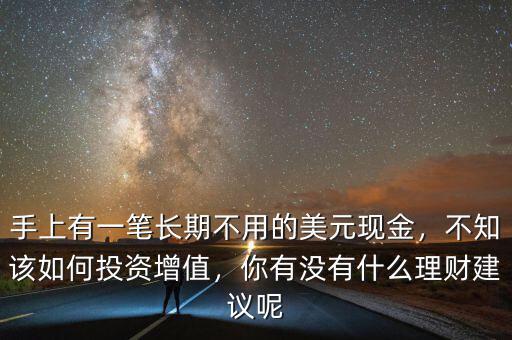 手上有一筆長(zhǎng)期不用的美元現(xiàn)金，不知該如何投資增值，你有沒(méi)有什么理財(cái)建議呢