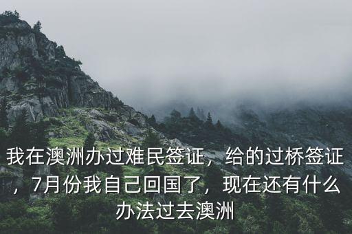 我在澳洲辦過難民簽證，給的過橋簽證，7月份我自己回國了，現(xiàn)在還有什么辦法過去澳洲