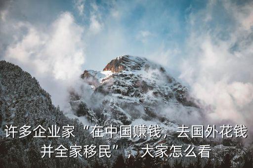 許多企業(yè)家“在中國賺錢，去國外花錢并全家移民”，大家怎么看