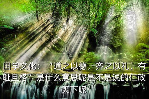 國學(xué)文化：“道之以德，齊之以禮，有恥且格”是什么意思呢是不是說的仁政天下呢