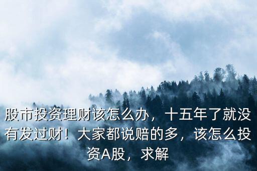股市投資理財(cái)該怎么辦，十五年了就沒(méi)有發(fā)過(guò)財(cái)！大家都說(shuō)賠的多，該怎么投資A股，求解