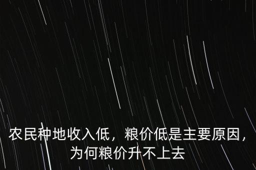 農(nóng)民種地收入低，糧價(jià)低是主要原因，為何糧價(jià)升不上去
