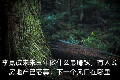 李嘉誠未來三年做什么最賺錢，有人說房地產(chǎn)已落幕，下一個風口在哪里