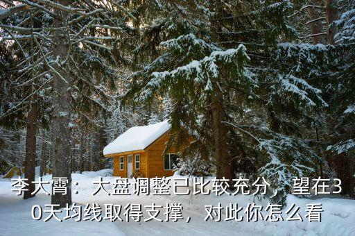 李大霄：大盤調(diào)整已比較充分，望在30天均線取得支撐，對(duì)此你怎么看