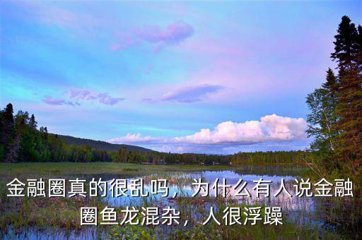 金融圈真的很亂嗎，為什么有人說金融圈魚龍混雜，人很浮躁