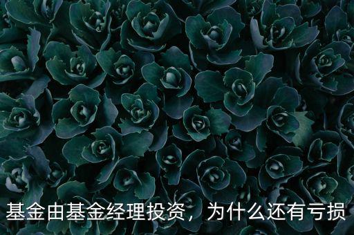 基金由基金經(jīng)理投資，為什么還有虧損
