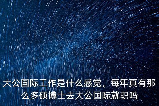 大公國際工作是什么感覺，每年真有那么多碩博士去大公國際就職嗎