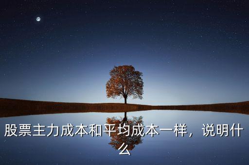 股票主力成本和平均成本一樣，說明什么