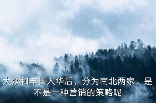 大眾和豐田入華后，分為南北兩家，是不是一種營(yíng)銷的策略呢