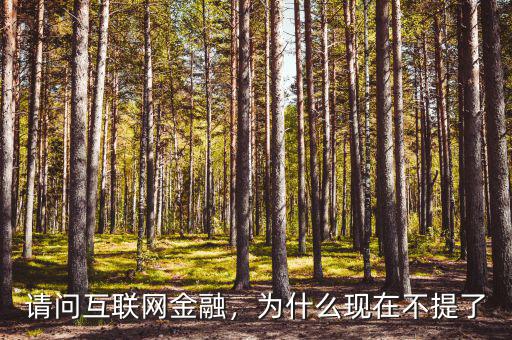 請問互聯(lián)網(wǎng)金融，為什么現(xiàn)在不提了
