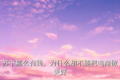 蘇寧那么有錢，為什么卻不能把電商做更好