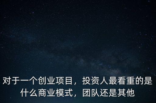 對于一個(gè)創(chuàng)業(yè)項(xiàng)目，投資人最看重的是什么商業(yè)模式，團(tuán)隊(duì)還是其他