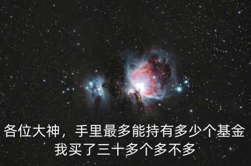 各位大神，手里最多能持有多少個基金我買了三十多個多不多