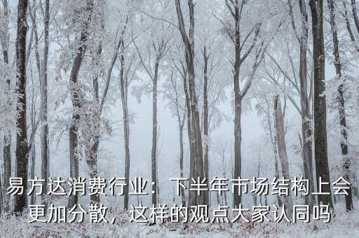 易方達消費行業(yè)：下半年市場結(jié)構(gòu)上會更加分散，這樣的觀點大家認同嗎
