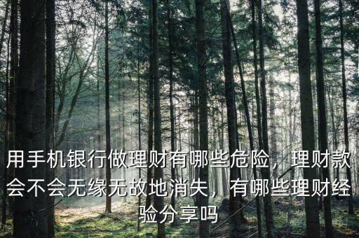 用手機(jī)銀行做理財(cái)有哪些危險(xiǎn)，理財(cái)款會(huì)不會(huì)無緣無故地消失，有哪些理財(cái)經(jīng)驗(yàn)分享嗎