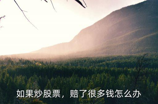 如果炒股票，賠了很多錢怎么辦