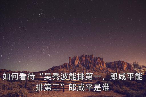 如何看待“吳秀波能排第一，郎咸平能排第二”郎咸平是誰