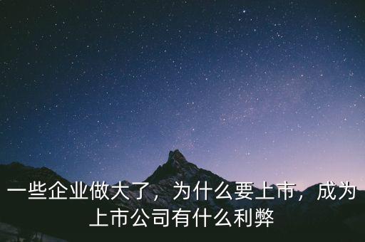 一些企業(yè)做大了，為什么要上市，成為上市公司有什么利弊
