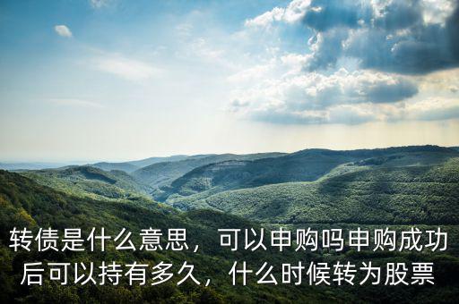 轉(zhuǎn)債是什么意思，可以申購(gòu)嗎申購(gòu)成功后可以持有多久，什么時(shí)候轉(zhuǎn)為股票