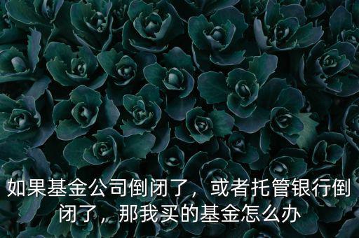 如果基金公司倒閉了，或者托管銀行倒閉了，那我買的基金怎么辦