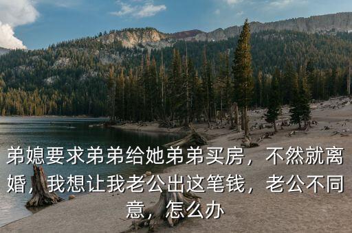 弟媳要求弟弟給她弟弟買房，不然就離婚，我想讓我老公出這筆錢，老公不同意，怎么辦