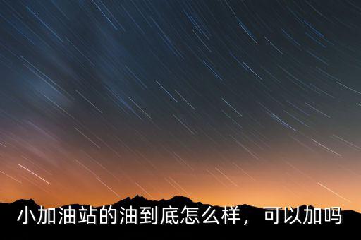 小加油站的油到底怎么樣，可以加嗎