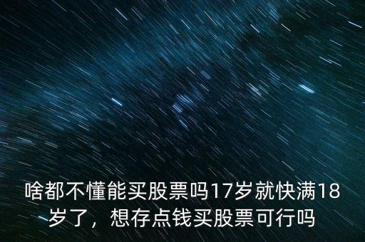 啥都不懂能買股票嗎17歲就快滿18歲了，想存點錢買股票可行嗎