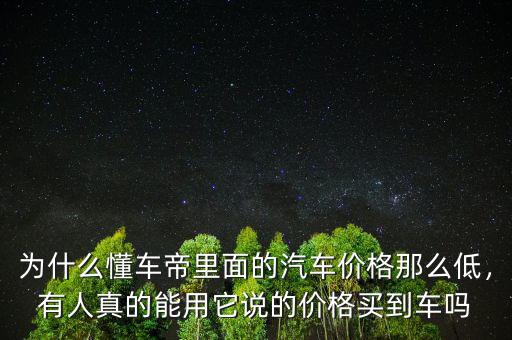 為什么懂車帝里面的汽車價格那么低，有人真的能用它說的價格買到車嗎