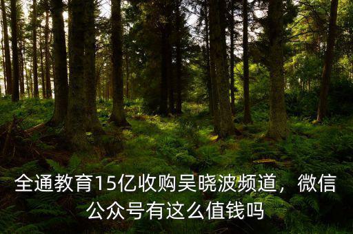 全通教育15億收購吳曉波頻道，微信公眾號(hào)有這么值錢嗎