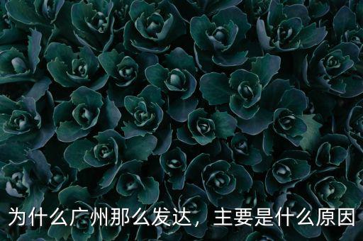 為什么廣州那么發(fā)達(dá)，主要是什么原因