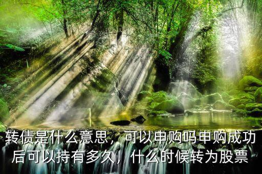 轉(zhuǎn)債是什么意思，可以申購嗎申購成功后可以持有多久，什么時(shí)候轉(zhuǎn)為股票