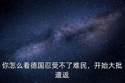 你怎么看德國忍受不了難民，開始大批遣返
