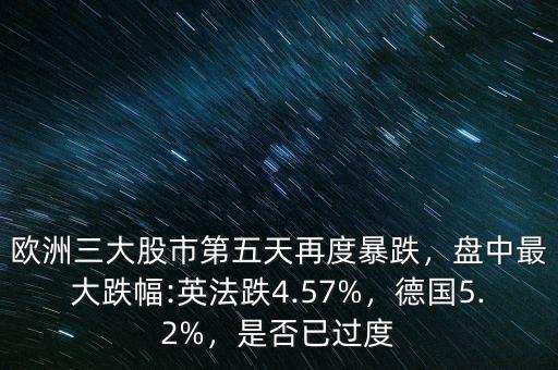 歐洲三大股市第五天再度暴跌，盤中最大跌幅:英法跌4.57%，德國5.2%，是否已過度