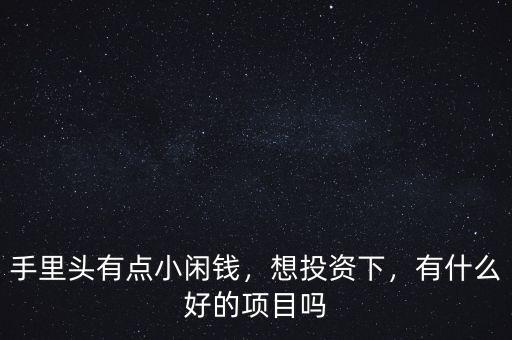 手里頭有點小閑錢，想投資下，有什么好的項目嗎