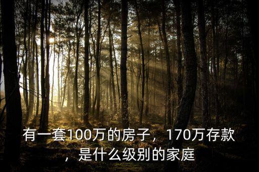 有一套100萬的房子，170萬存款，是什么級別的家庭