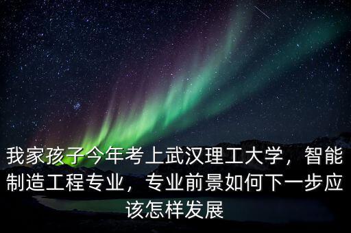 我家孩子今年考上武漢理工大學(xué)，智能制造工程專業(yè)，專業(yè)前景如何下一步應(yīng)該怎樣發(fā)展