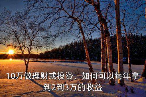 10萬做理財(cái)或投資，如何可以每年拿到2到3萬的收益